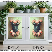 Steampunk Corset & Pink Peonies DF6RF Decoupage Seidenpapier