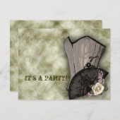Steampunk Corset und Fan Goth Wedding Einladung (Vorne/Hinten)