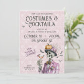 Steampunk Costume Cocktails Adult Halloween Einladung (Stehend Vorderseite)