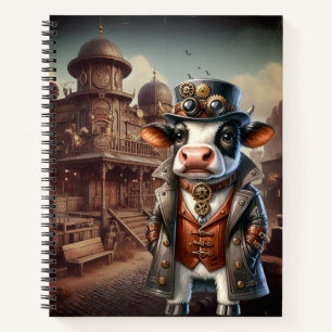 Steampunk Cow Spiral Notebook Notizblock