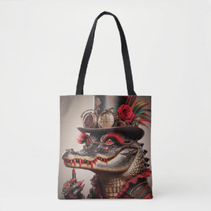 Steampunk Crocodile Top Hat Red Lipstick Tasche