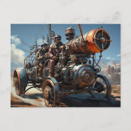 Steampunk Cross Country Car Rennen Postkarte