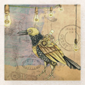 Steampunk Crow Glasuntersetzer (Vorderseite)
