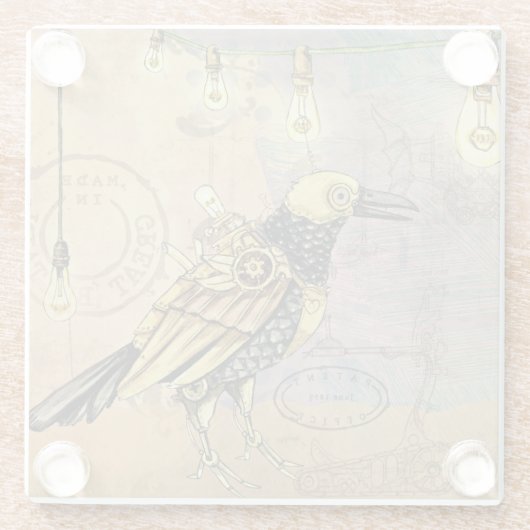 Steampunk Crow Glasuntersetzer (Rückseite)