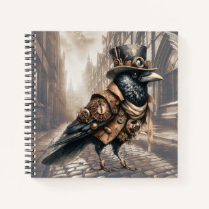 Steampunk Crow in London Spiral Notebook Notizblock