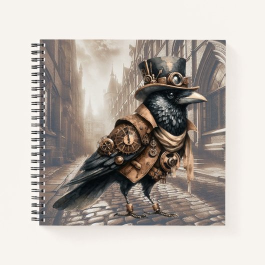 Steampunk Crow in London Spiral Notebook Notizblock (Vorderseite)