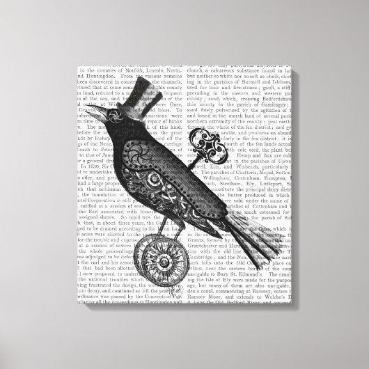 Steampunk Crow Leinwanddruck (Vorderseite)