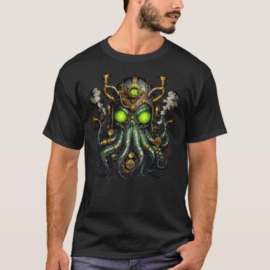 Steampunk-Cthulhu-Monster T-Shirt (Vorderseite)