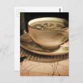 Steampunk Cup of Coffee on Saucer mit Pocket Watch Postkarte (Vorne/Hinten)