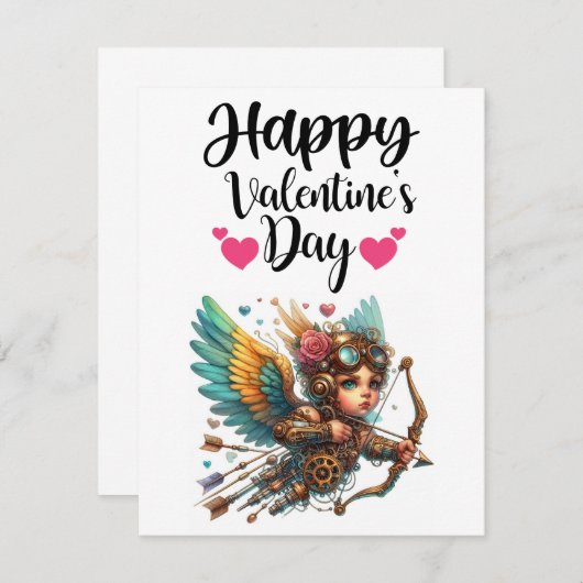 Steampunk Cupid Valentinstag Mitteilungskarte (Vorne/Hinten)