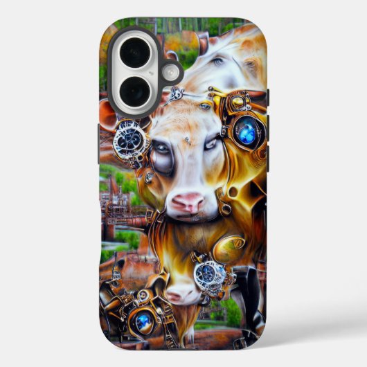 Steampunk Cyber Cow Case-Mate iPhone Hülle (Rückseite)