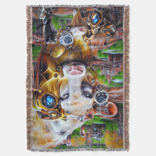 Steampunk Cyber Cow Decke (Vorderseite Vertikal)