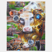Steampunk Cyber Cow Fleecedecke (Vorderseite)