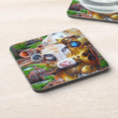 Steampunk Cyber Cow Getränkeuntersetzer (Linke Seite)