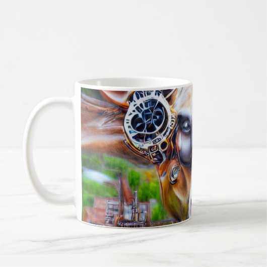 Steampunk Cyber Cow Kaffeetasse (Links)