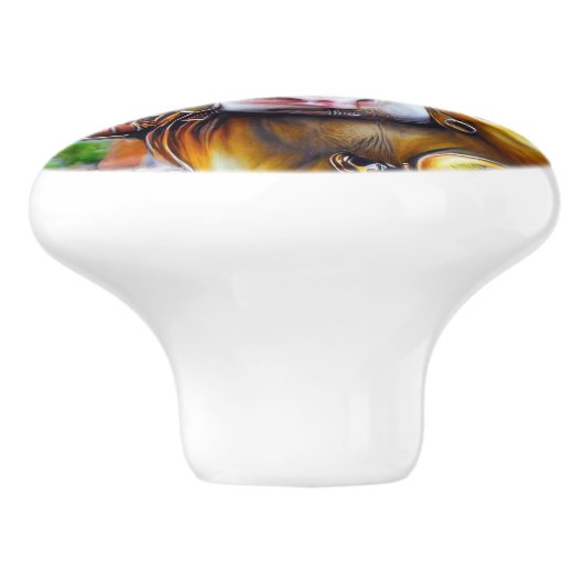 Steampunk Cyber Cow Keramikknauf (Seitenansicht)