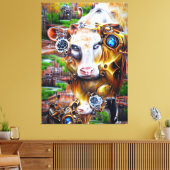 Steampunk Cyber Cow Leinwanddruck (Insitu (Wohnzimmer))