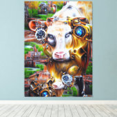 Steampunk Cyber Cow Leinwanddruck (Insitu (Holzboden))