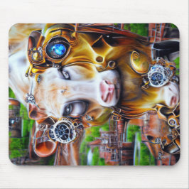 Steampunk Cyber Cow Mousepad