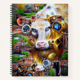 Steampunk Cyber Cow Notizblock