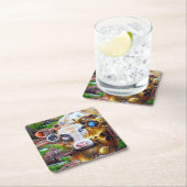 Steampunk Cyber Cow Rechteckiger Pappuntersetzer (Vor Ort)