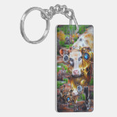 Steampunk Cyber Cow Schlüsselanhänger (Vorderseite links)