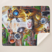 Steampunk Cyber Cow Sherpadecke (Vorderseite (Horizontal))