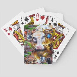 Steampunk Cyber Cow Spielkarten