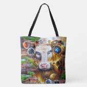 Steampunk Cyber Cow Tasche (Rückseite)