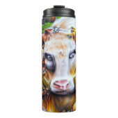 Steampunk Cyber Cow Thermosbecher (Vorderseite)