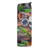 Steampunk Cyber Cow Thermosbecher (Nach links gedreht)