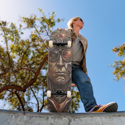 Steampunk-Cyborg-Auge der Unendlichkeit-Skateboard Skateboard (Außen 1)