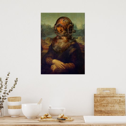 Steampunk da Vinci Mona Lisa Divers Helmet Pop Art Poster (Küche)
