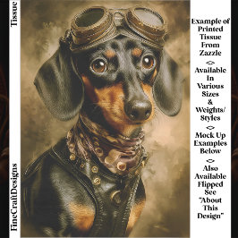 Steampunk Dachshund Dog Aviator EP7R Decoupage Seidenpapier