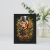 Steampunk Dachshund Hund in Hutname 149 Postkarte (Stehend Vorderseite)