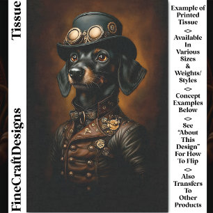Steampunk-Dachshund-Wiener-Porträt CR5-Dekoupage Seidenpapier