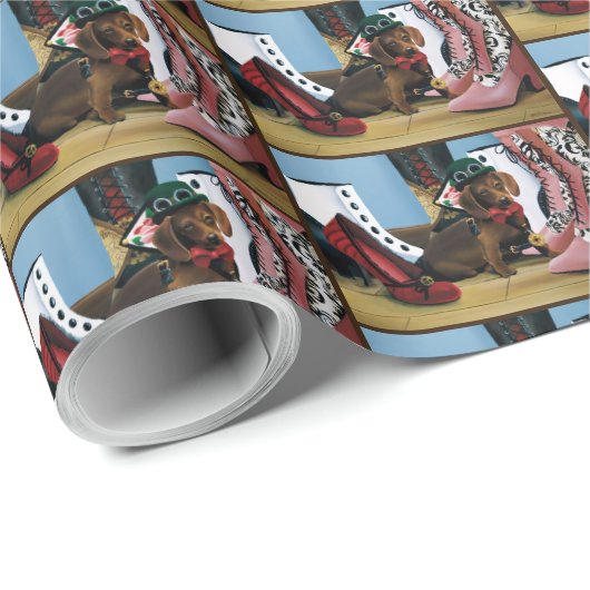 Steampunk-Dackel Schuhe Stiefel Viktorianisch Geschenkpapier (Rolleneckpunkt)