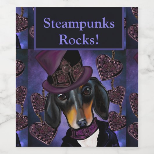 STEAMPUNK-DACKEL WEINETIKETT (Einzelnes Label)