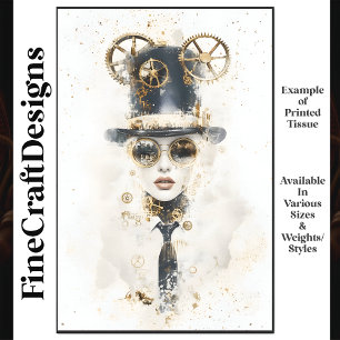 Steampunk-Dame mit Zylinder und Schutzbrille Q2-De Seidenpapier