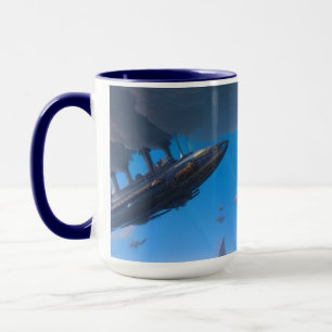 Steampunk-Dampfschiff-Luftschiff-SciFi-Tasse Tasse