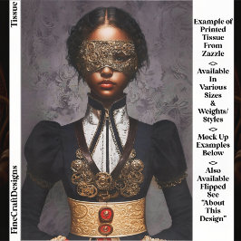 Steampunk Dark Skin Woman In Mask EM4R Decoupage Seidenpapier