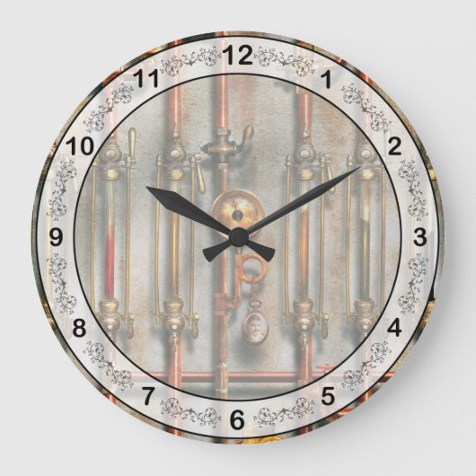 Steampunk - Das Schmierkrümmer Große Wanduhr (Vorderseite)