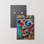 Steampunk Das Zin-Man-Portrait Button (Vorderseite/Rückseite)