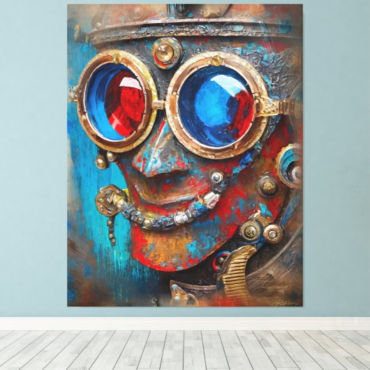 Steampunk Das Zin-Man-Portrait Leinwanddruck (Insitu (Holzboden))