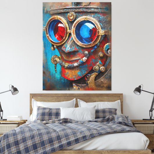 Steampunk Das Zin-Man-Portrait Leinwanddruck (Insitu (Schlafzimmer))