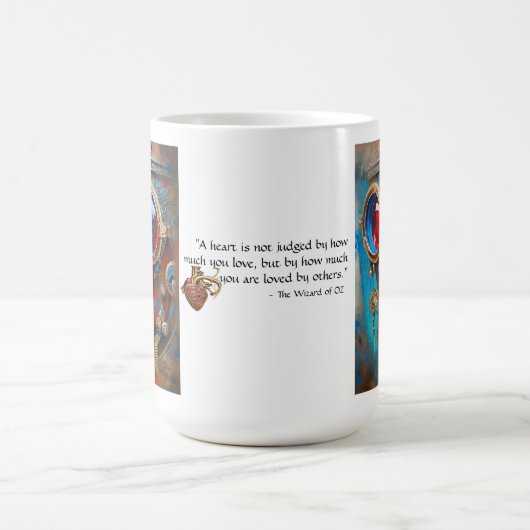 Steampunk Das Zinn-Man-Portrait mit Zitat Kaffeetasse (Mittel)