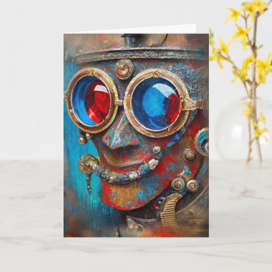 Steampunk Das Zinn-Man-Portrait mit Zitat Karte (Gelbe Blume)