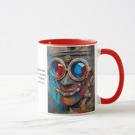 Steampunk Das Zinn-Man-Portrait mit Zitat Tasse (Rechts)
