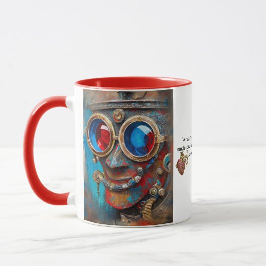 Steampunk Das Zinn-Man-Portrait mit Zitat Tasse (Links)