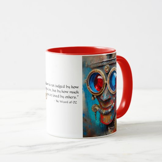 Steampunk Das Zinn-Man-Portrait mit Zitat Tasse (VorderseiteRechts)